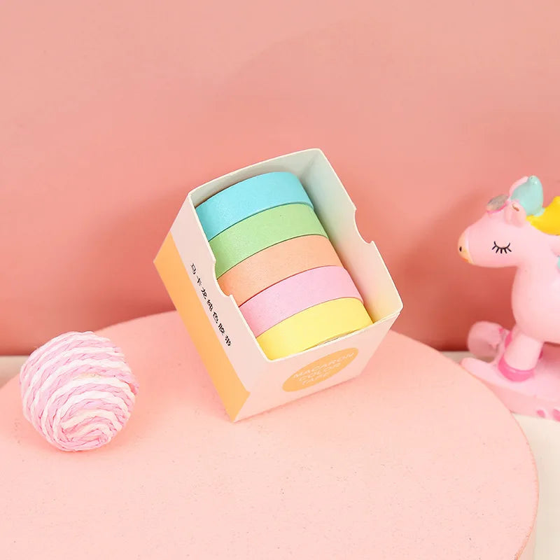 10mm*2m 5 Roll Kawaii Cartoon Washi tape Set Diy Decorative collage Diary Album Scrapbooking material Creativity Decor tape Qme