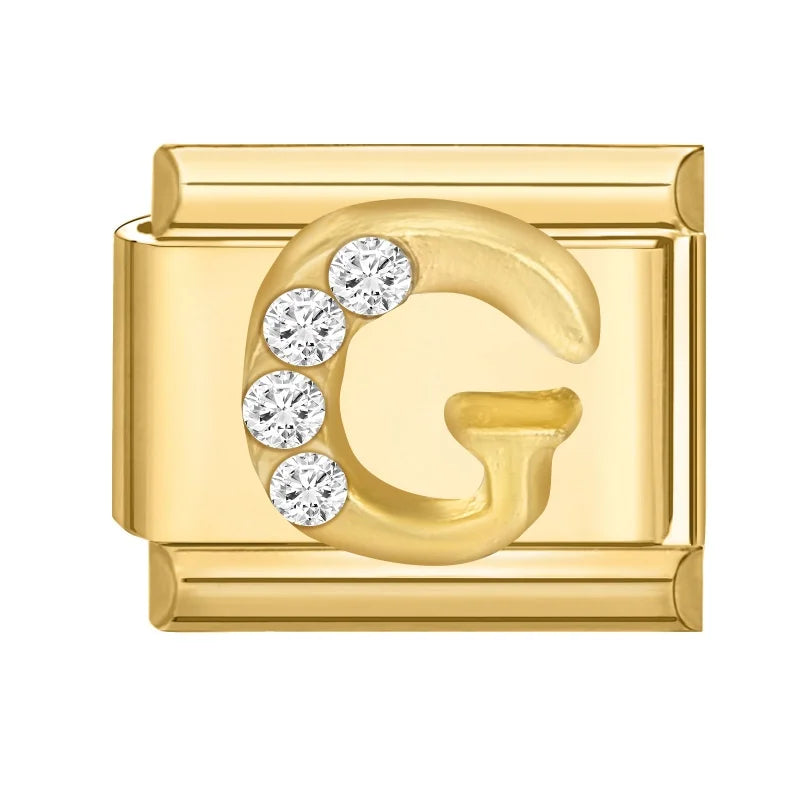 Wholesale Shiny CZ 26 Letters A-z Gold Italian Charms Plated