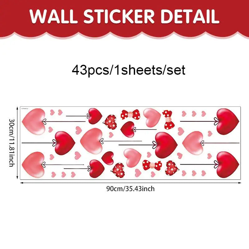 Valentine's Day Atmosphere Decor Stickers Heart-shaped Romantic Sweetheart Balloon Stickers For Glass Windows Display Windows Qme A4