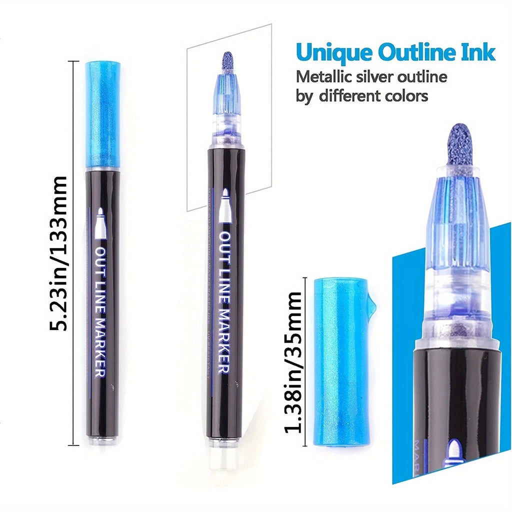 Outline Marker, Metal Glitter Powder Gel Pen, Gift Fashion Items, Cool and Lovely Art Handicraft School Painting Supplies Qme
