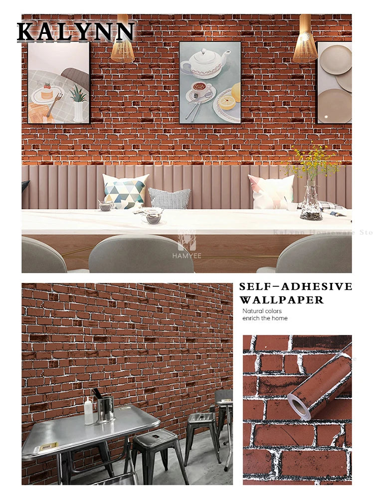 Brick Wallpaper Peel Stick Self-adhesive Wall Paper Grey Contact Pape Qme KL006685 10mx45cm
