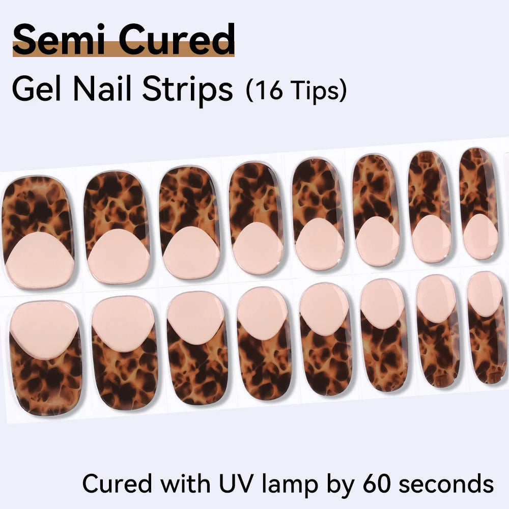 16Tips Cute Cartoon Semi Cured Gel Nail Strips French Cherry Soccer Qme NF250053