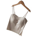 Elegant Non Trace Women Ice Silk Camisole Slim Fit Breathable Qme Milk White M