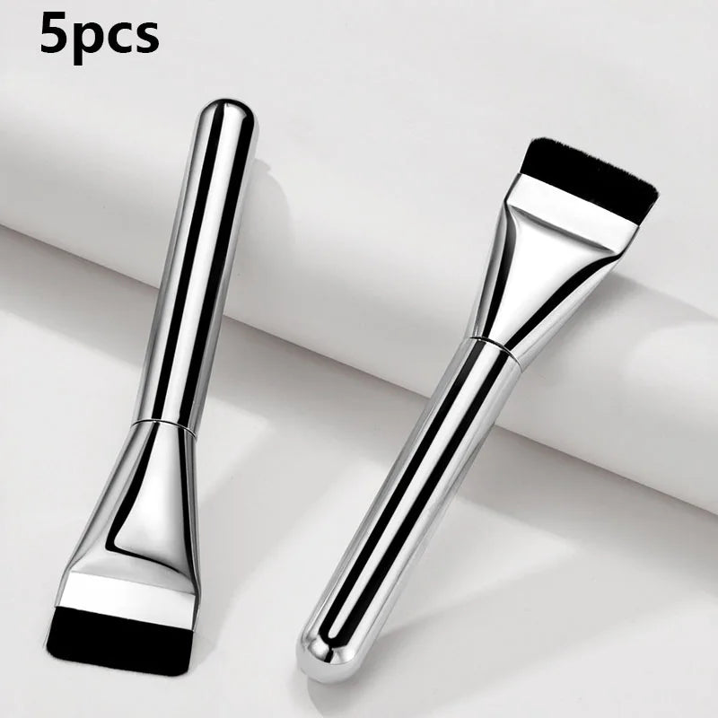 5pcs Flat Foundation Brush,Korean Makeup Brush Spatula Facial Brush for Liquid Foundation,Premium Face Makeup Brush Qme 5pcs