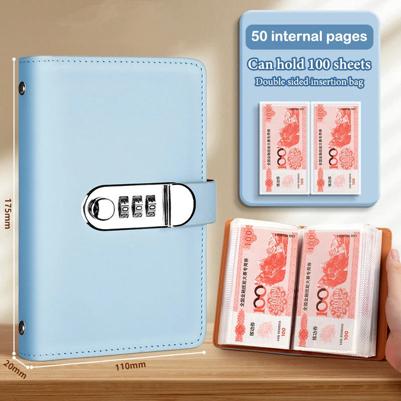 Banknote Storage Book Made Of PU Material, Can Hold 100 Banknotes, With Banknote Photos, Stamps, Bank Card Storage Book Qme B