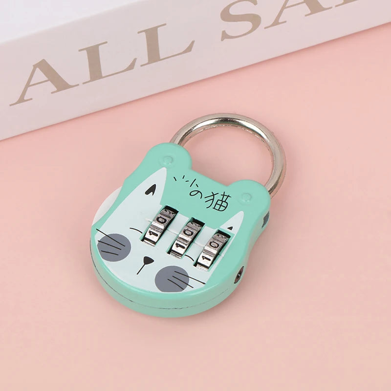 Cute Cat Code Number Lock Anti-theft Strength Accurate Mini Luggage Qme A3 Green