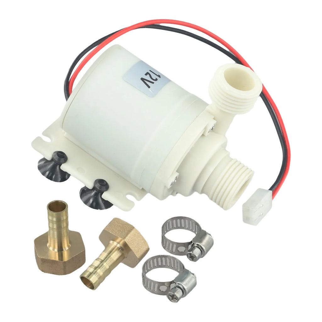 12V DC Water Pump Kit 1/2" NPT And For BSP Female Thead Quiet Solar Hot Water Circulation Pump With Brass Coupler And Clamp Qme Default Title