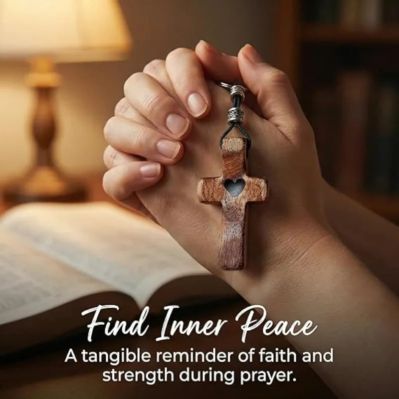Handheld Olive Wood Clinging Cross Elegant Wooden Decor Versatile Qme