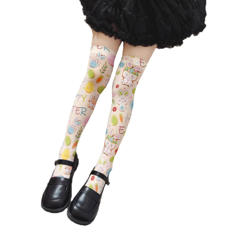 Cute Sweet Loli Stockings Fashion 3d Printing Striped Love Kawaii Qme style15 One Size