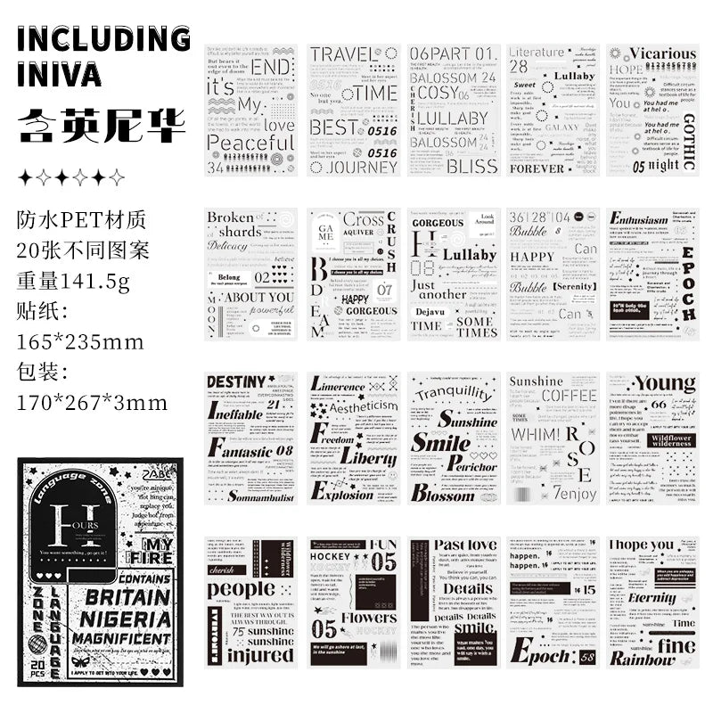 Korea INS English Alphabet Large size sticker book，DIY Scrapbook supplies Collage，Diary Stickers，School Stationery Decoration Qme A