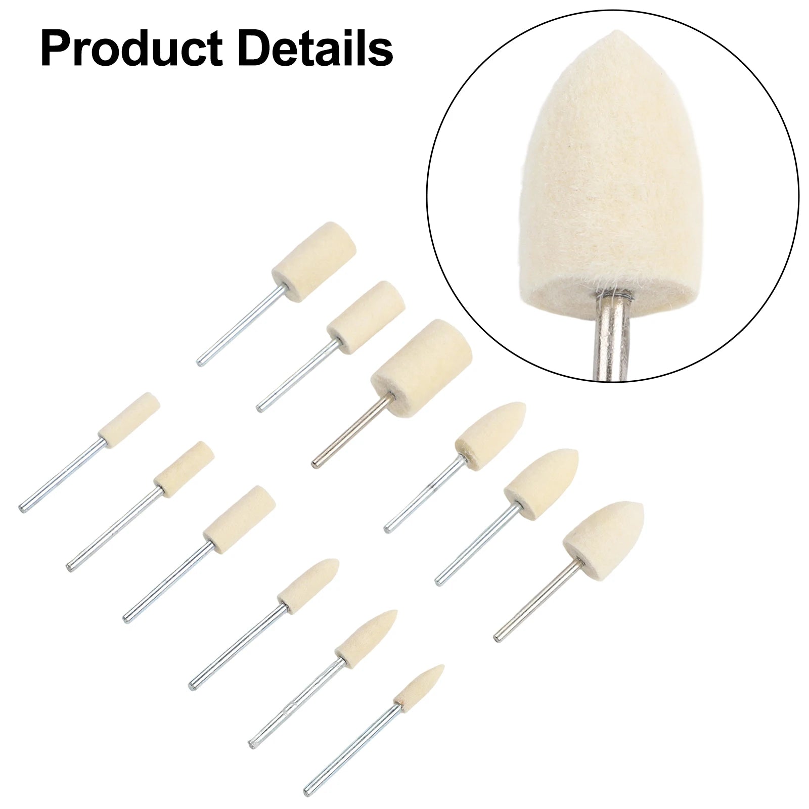 12pcs/set Wool Felt Polishing Heads 20mm Abrasive Burr Drill Bit Grinding Head For Drill Rotary Tool With 2.35 Mm Shank Qme