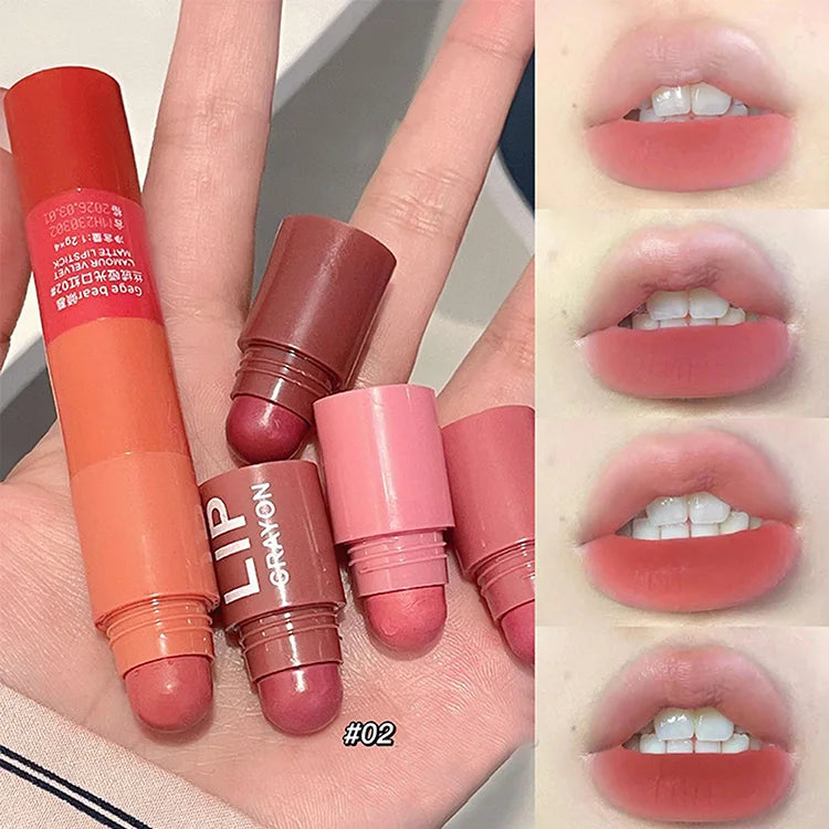 Gege Bear 1 Velvet Matte Crayon Lipstick Stay Makeup Pink Red Long Qme Red GX1068-02