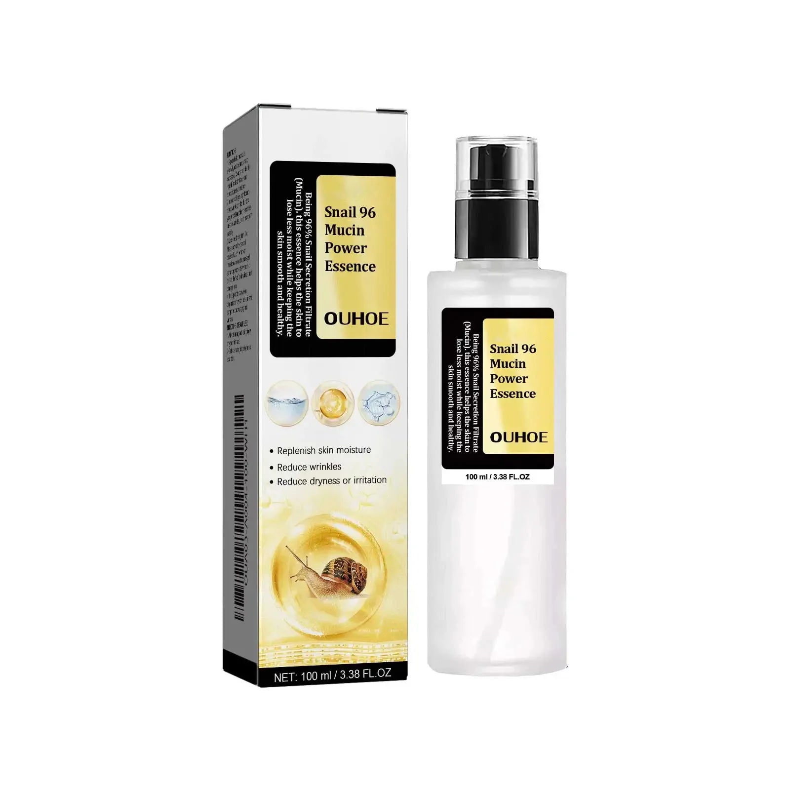 Snail Mucin Peptide Essence,Hyaluronic Acid Skin Repair Serum,Lightens Wrinkles And Dark Spots,Face Moisturizing and Hydrating Qme 1Pcs 100ml
