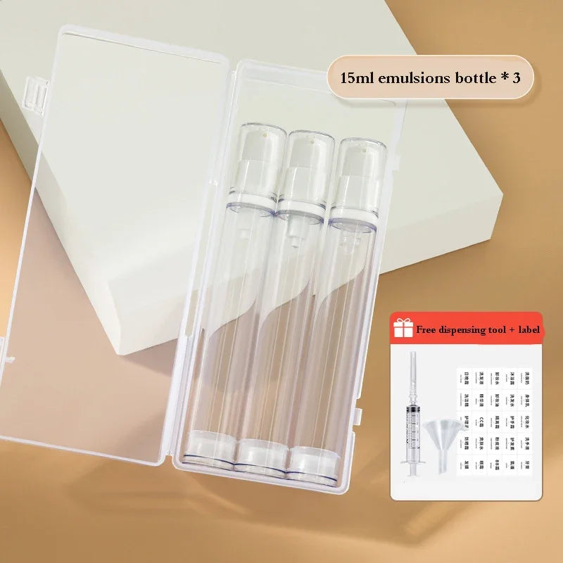 5-15ML Clear Empty Refillable Airless Vacuum Pump Cream Lotion and Spray Portable Bottle Set Sample Packing for Toiletries Qme Plastic 3P15ml Lotion bottle