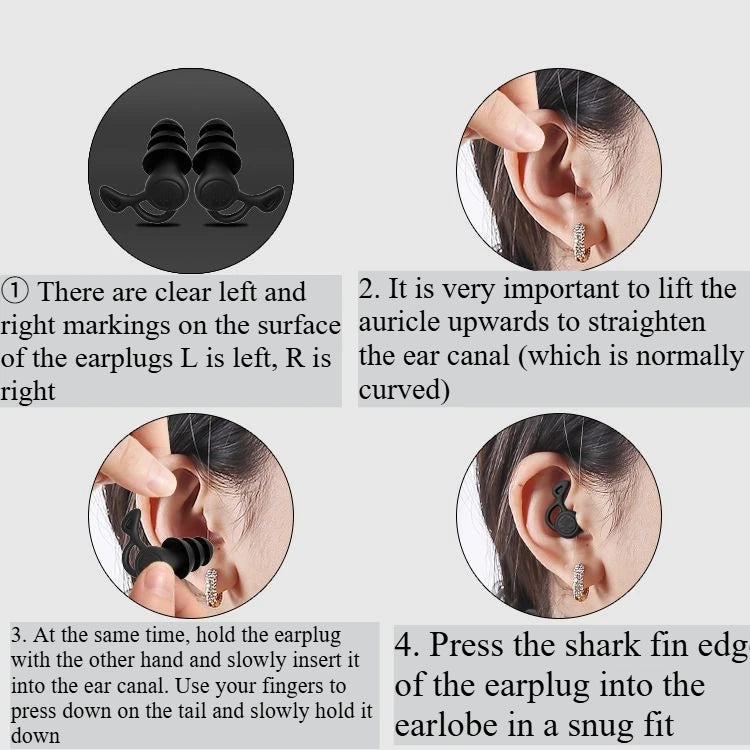 10PCS 3 Layer Anti Noise Silicone Reusable Earplugs - Waterproof for Swimming, Sleeping, Diving, Surf - Soft Comfort Ear Qme