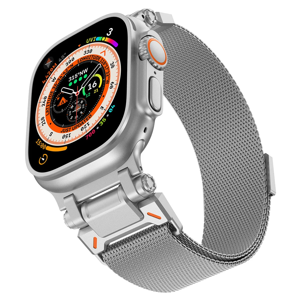 Milanese Titanium Color Band For Apple Watch Ultra 2/1 49mm Series 10 9 8 7 46mm 45mm Magnetic Loop Strap For iWatch 6 5 4 44mm Qme Silver 45mm Series 9 8 7