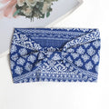 Bohemian Wide Headbands Trendy Yoga Motion Hairpie Sweat-absorbing Qme Blue