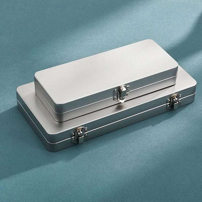 Durable Flip Rectangular Organizer Classic Metal Storage Box Lid Qme