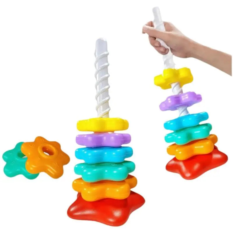 Children's Toy Baby Stacking Puzzle Toys Montessori Rotating Rainbow Qme