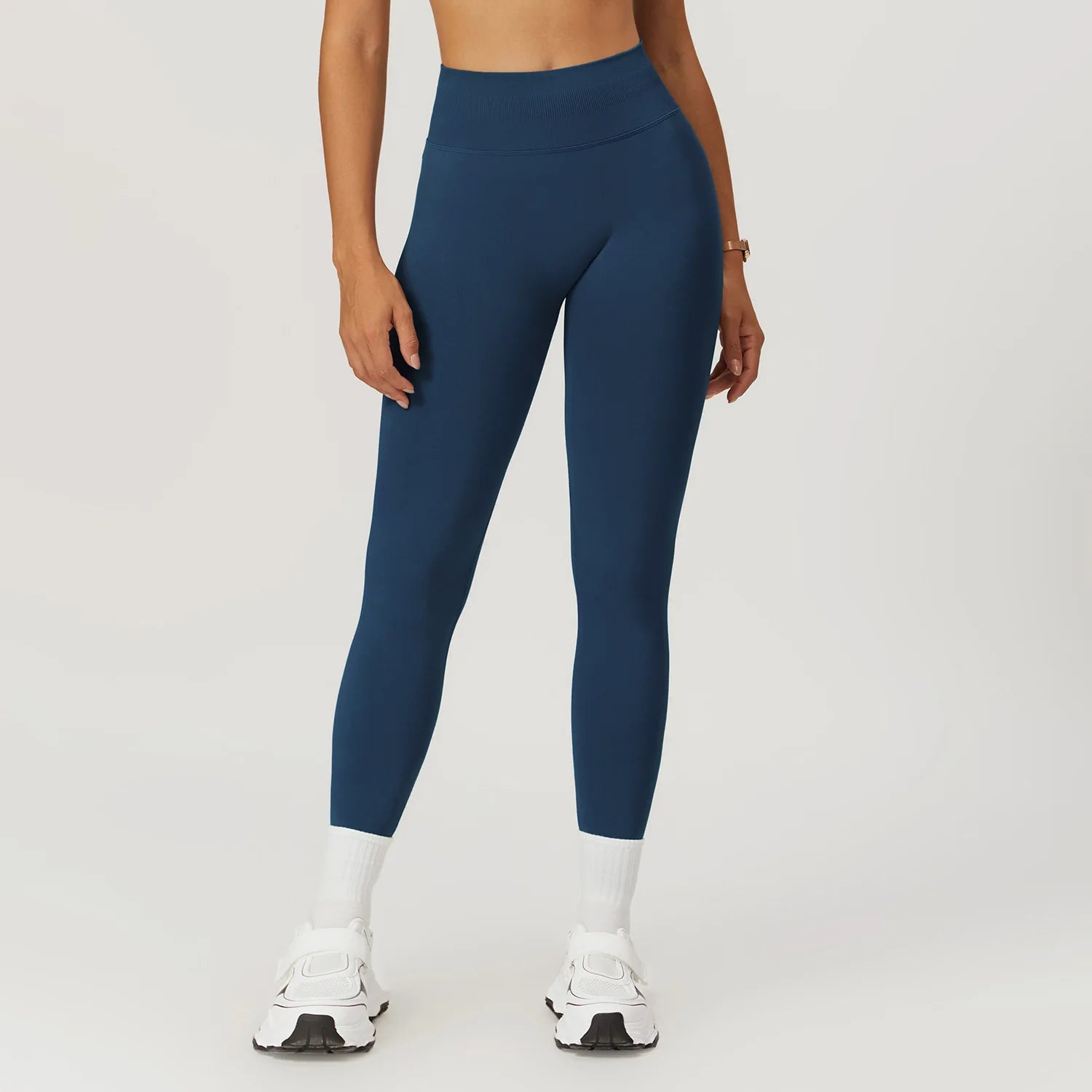 A Scrunch Butt Women Yoga Pants Seamless Sports Leggings High Waist Gym Fitness Tights Quick Drying Workout Pants Qme navy blue M