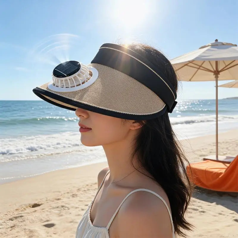 Breathable Cooling Fan Hat Sunscreen Sun Visor Fishing Peaked Cap Qme