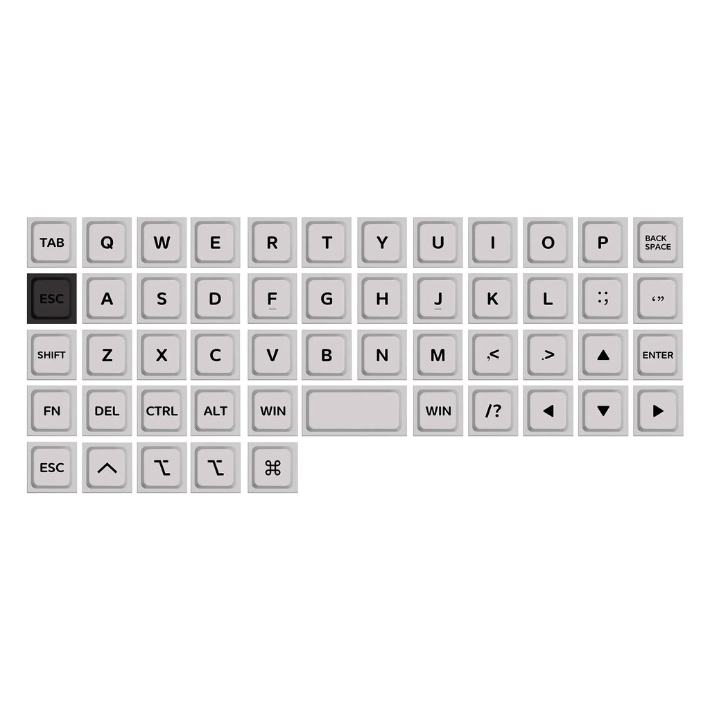 Chosfox 52 Keys LAK White Low Profile PBT Keycaps for Kailh 1353 and Cross-core Low-profile Switch Mechanical Keyboard Keycaps Qme LAK Keycaps