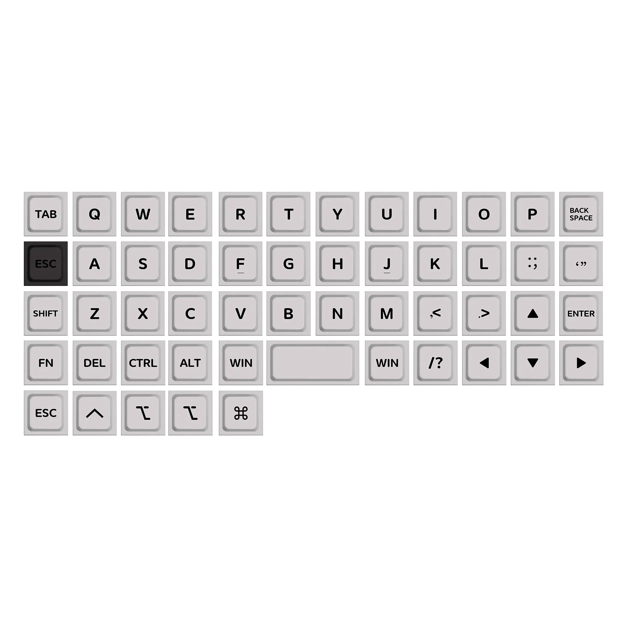 Chosfox 52 Keys LAK White Low Profile PBT Keycaps for Kailh 1353 and Cross-core Low-profile Switch Mechanical Keyboard Keycaps Qme LAK Keycaps