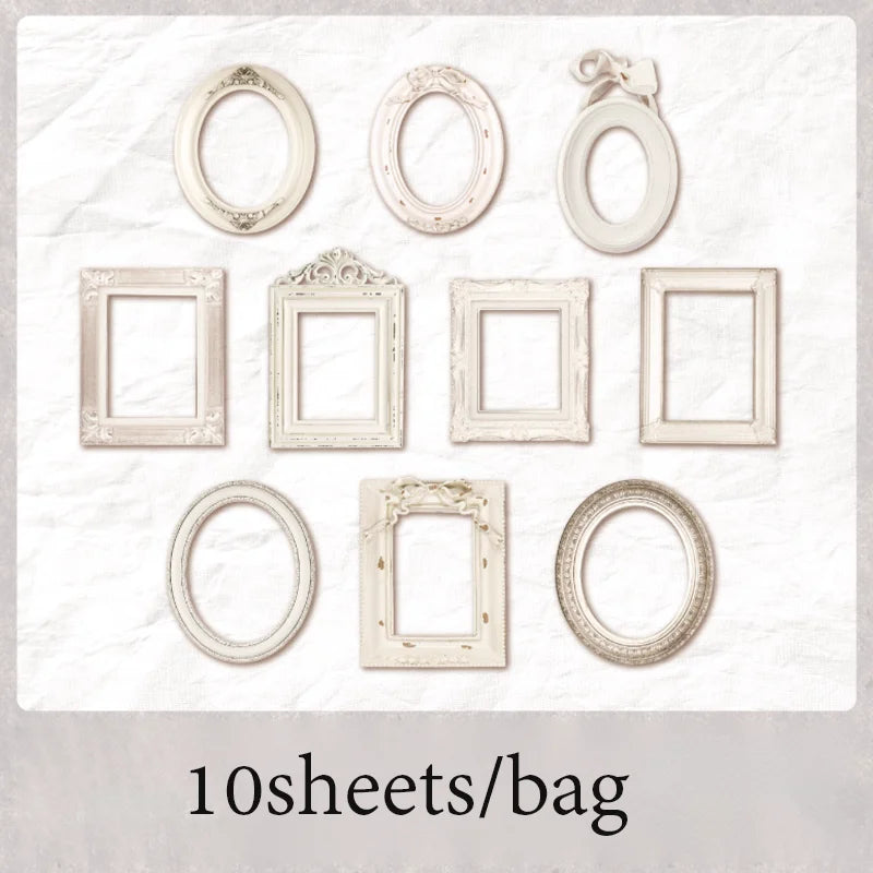 10 Sheets/Bag Window Frame Hollow Embossed Collage Cards for Scrapbook Journal DIY Planner Phone Case Notebook Decoration Gift Qme 2