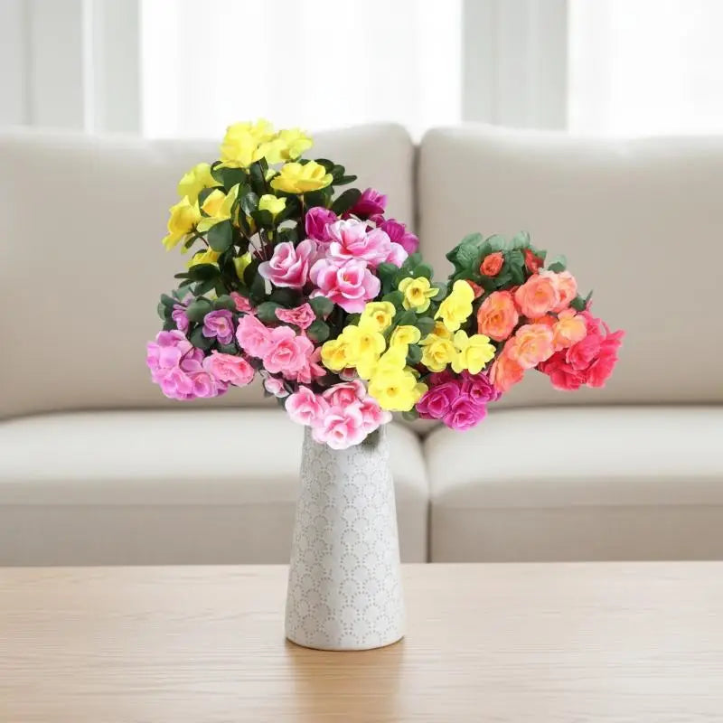 Artificial Azalea Flowers Bouquet Fake Rhododendron Outdoor Garden Qme