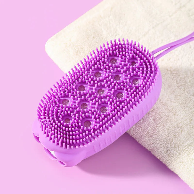 1/4pcs Double Side Silicone Bubble Bath Body Brush pamper your skin with this exfoliating scrub suitable for all skin types Qme purple Silica Gel