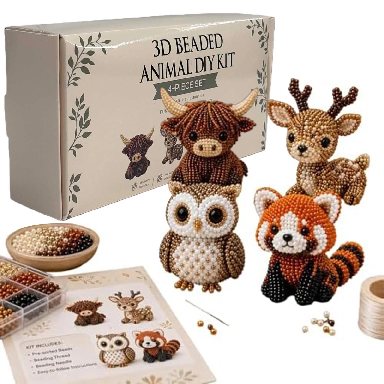 Cute Farm Animal Bead Craft Diy 3d Beaded Ornament Perfect Home Decor