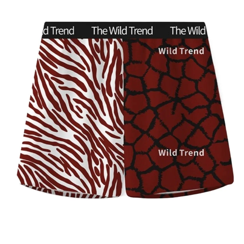 Loose Leopard Beach Shorts High Waist Underpants Men's Sleep Bottoms Sweatshorts Pajamas Baggy Bloomers Shorts Pants Qme XL Style E