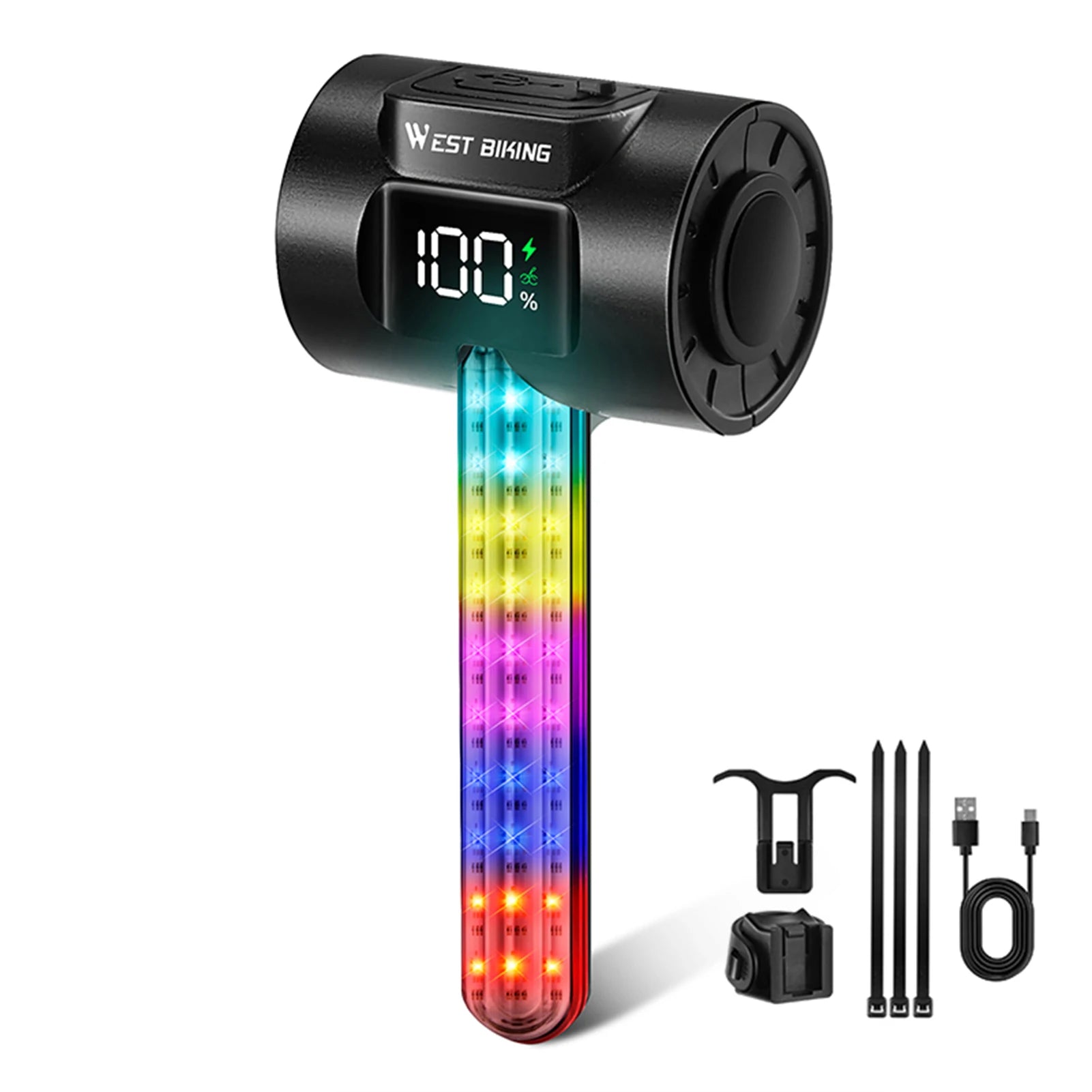 Intelligent Sensing Navigation Bike Tail Light for Night Riding with Long Endurance Battery and Dual Mounting Brackets Qme Seven Colors