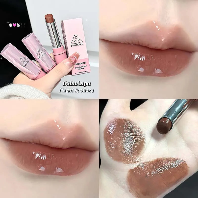 Hydrating Rose Brown Lipstick Waterproof Mirror Gloss Color Lip Balm Long-Lasting Wear Natural Shiny Finish Non-Drying Lip Care Qme 04