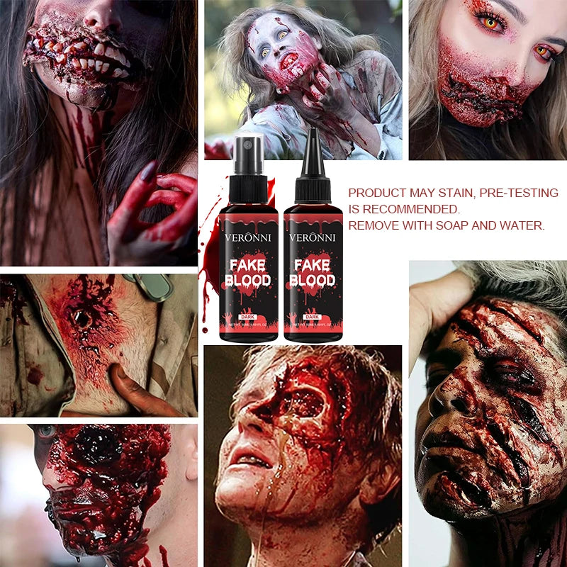 VERONNI 1 Fake Blood Makeup Dark Realistic Washable Artificial Spray Qme