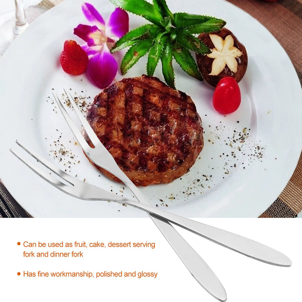20Pcs Stainless Steel Fruit Fork Set Long Handle Dessert Forks Cake Serving Picks for Party Home Kitchen Tableware Qme