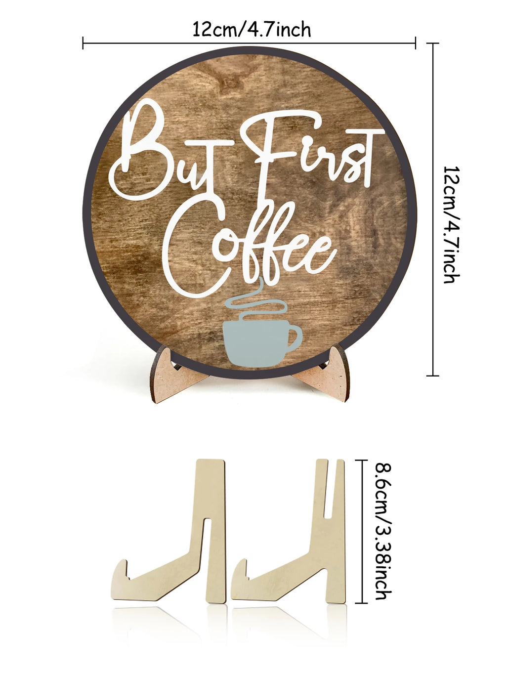 1pc Coffee Wooden Sign Desk Decor, Funny Coffee Cup Wood Block Plaque Sign Desk Decorations For Kitchen Office Cafe Coffee Bar Qme