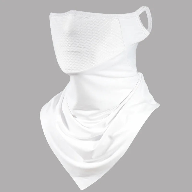 Summer Ice Silk Sunscreen Headgear Outdoor Riding Breathable Mask Qme WHITE