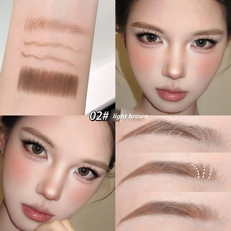 2 in1 Eyebrow Pencil Professional Cosmetics Makeup for Women 6 Colors Waterproof Eyebrow Tattoo Brush Long Lasting Eyebrow Pen Qme 02