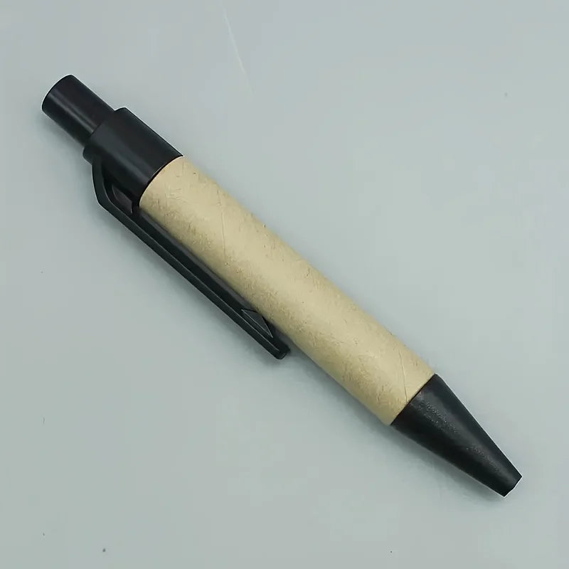 10pcs Eco-friendly Recycled Paper Ballpoint Pen Black Ink Writing Pen Office School Supplies Qme