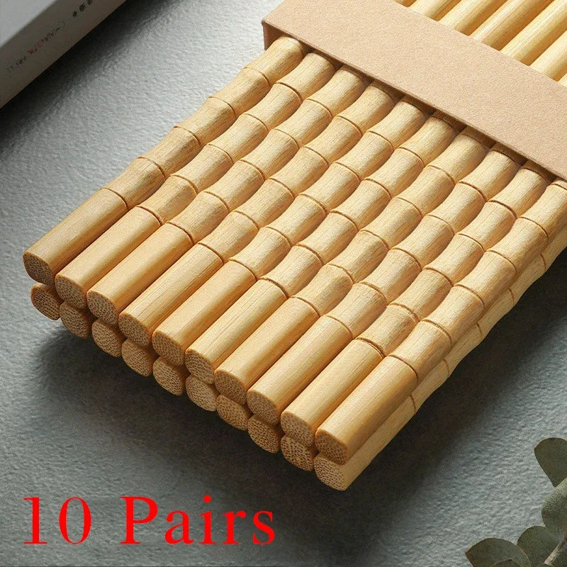 5/10 Pairs Chinese Bamboo Chopsticks,Unpainted, Wax Free, Mold Proof, Anti Slip,Japanese Kitchen Utensils Bamboo Chopsticks Set Qme 02-10 pairs