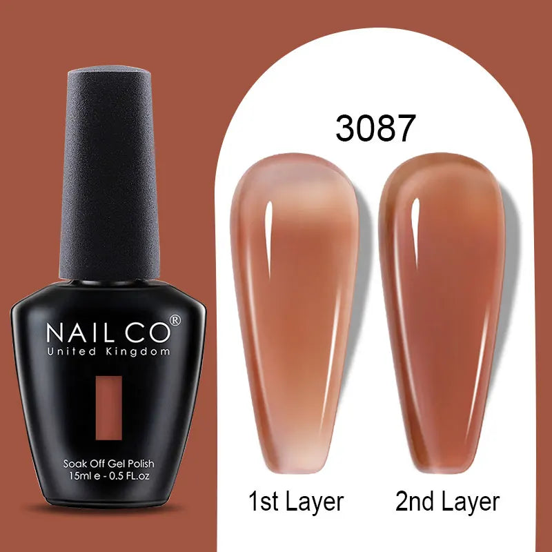 NAILCO Rubber Base Gel Polish Milky Pink Jelly White Beige 6Colors
