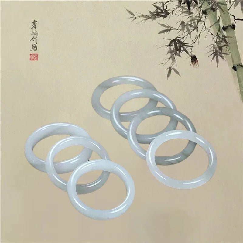 Natural Ice Ink Jade White Moonlight Jade Bracelet Grey Ice Emerald Color Women's Jewelry Wholesale Qme