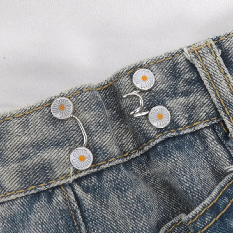 Cute Nail-free Metal Jeans Button Adjustable Waist Buckle Jean Pins Qme