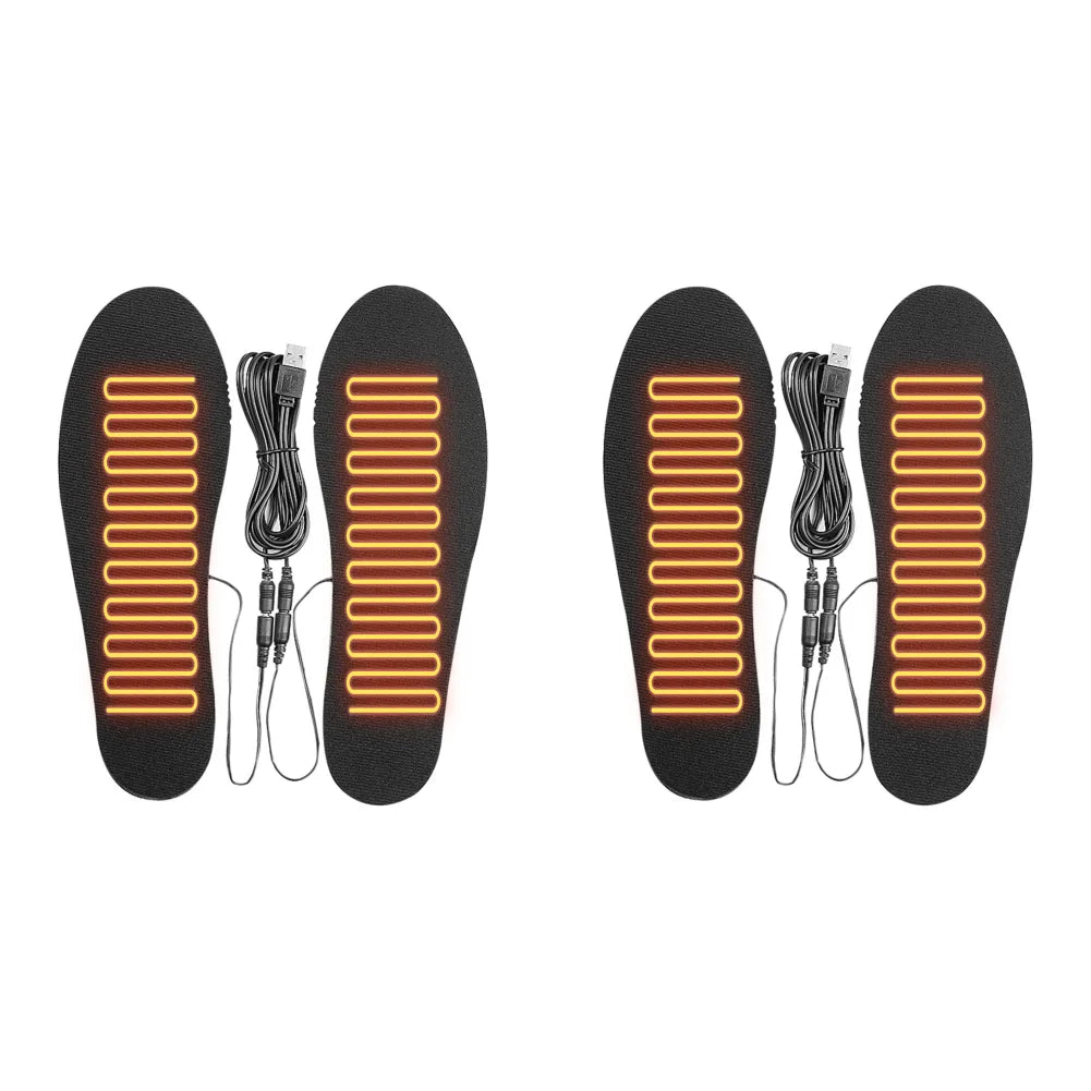 USB Heated Shoe Insoles Electric Heated Shoes Pad Cuttable Foot Warming Pad Rechargeable Foot Warmer for Skiing Hiking Qme 2pcs