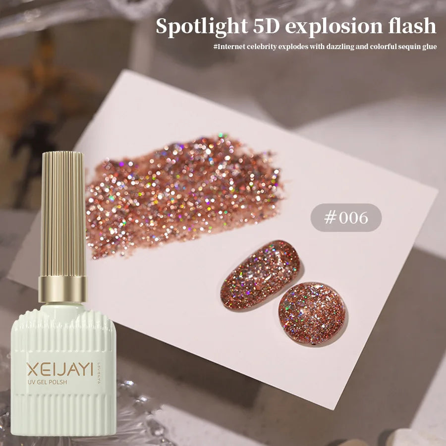10 Colors Holographic Glitter Gel Nail Polish Spring Color Sparkling Sequins Soak Off Uv Led Varnish Nail Art Diy Qme 06