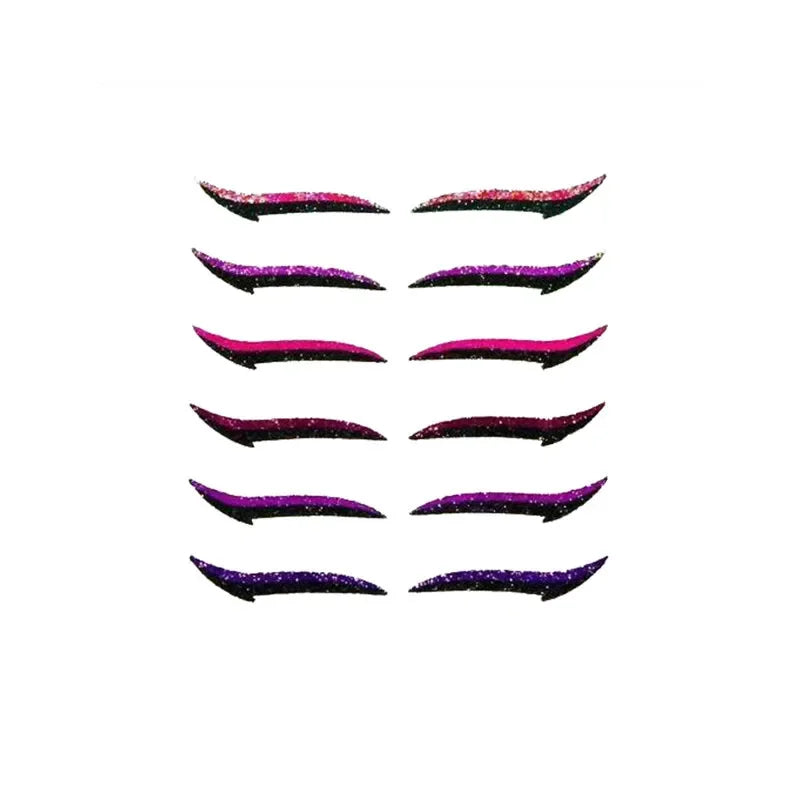5/6Pair Glitter Eyeliner Sticker Set Self Adhesive Eyeliner Reusable Eyeliner Sticker DoubleLine Eyelid Patch Face Makeup Beauty Qme 6 Pairs PinkPurple