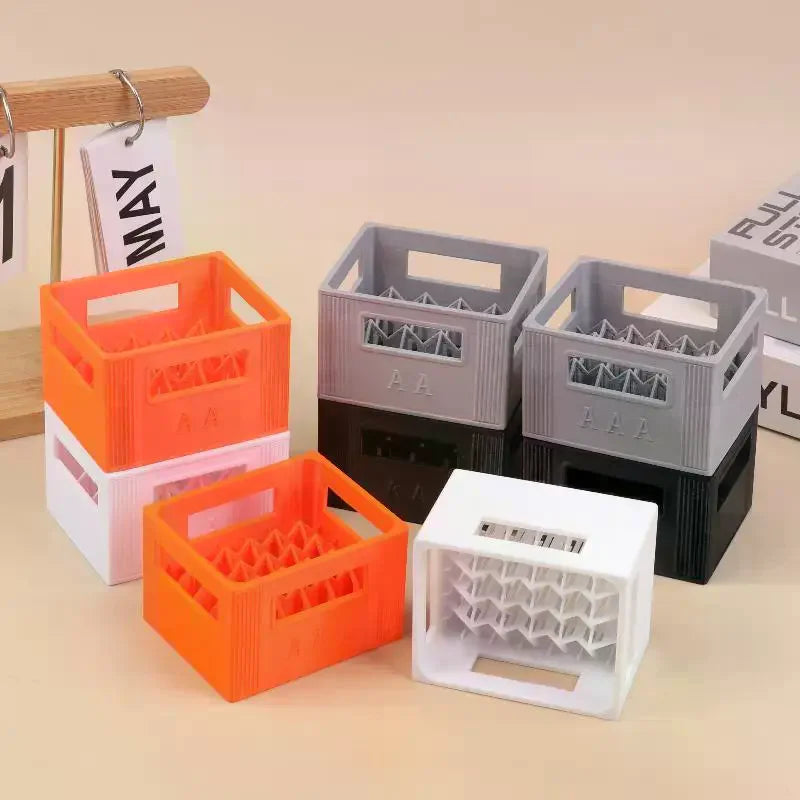 3D Printed Beer Crate Style Battery Storage Case No. 5 Aa No. 7 Aaa Battery Basket Stackable Batteries Storage Box Home Decor Qme