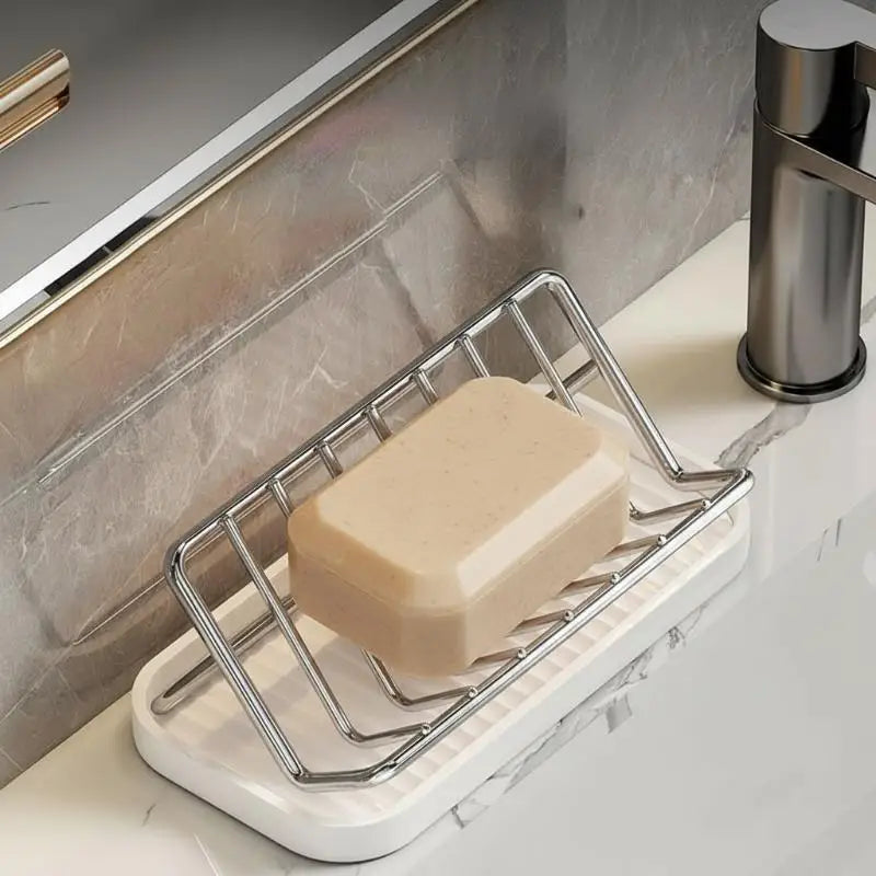 Stainless Steel Soap Rack Kitchen Bathroom Sink Shelf W Drainage Tray Qme