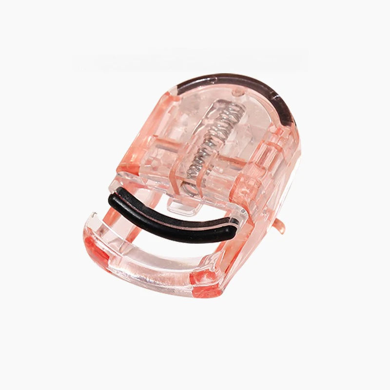 Mini Portable Eyelash Curler, Wide Angle Rimless Spring Tool, Lightweight Compact Makeup Tool for Professional Travel Home Use Qme Transparent pink